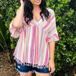 NWT Raspberry Delight Tassel Top